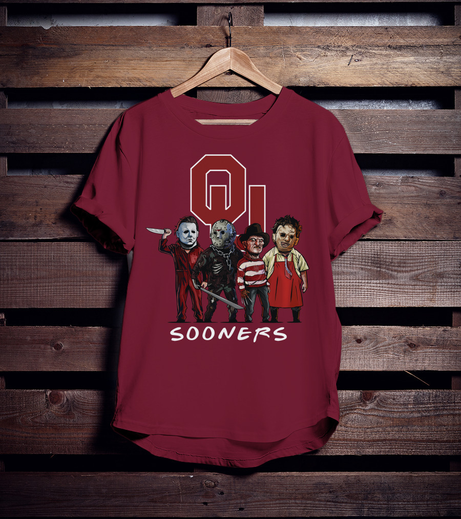Oklahoma Sooners Halloween Slasher Squad Horror Icons T-Shirt