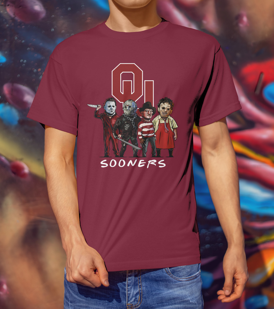 Oklahoma Sooners Halloween Slasher Squad Horror Icons T-Shirt