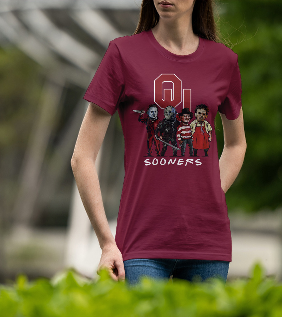 Oklahoma Sooners Halloween Slasher Squad Horror Icons T-Shirt