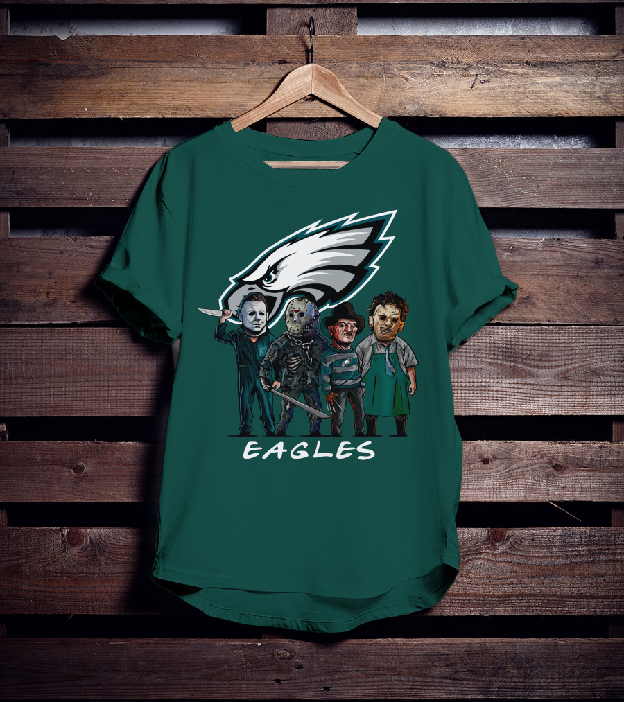 Philadelphia Eagles Halloween The Slasher Squad Horror Team Characters T-Shirt