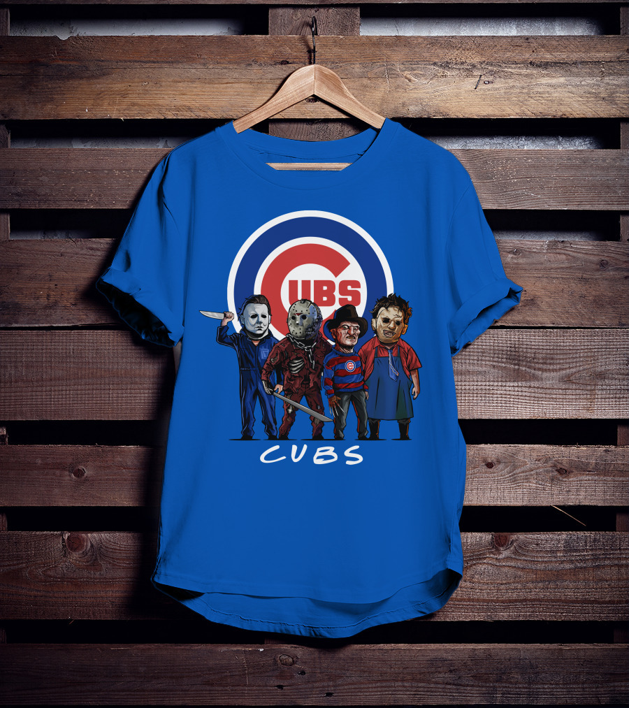 Chicago Cubs Halloween Slasher Squad Featuring Iconic Horror Characters T-Shirt