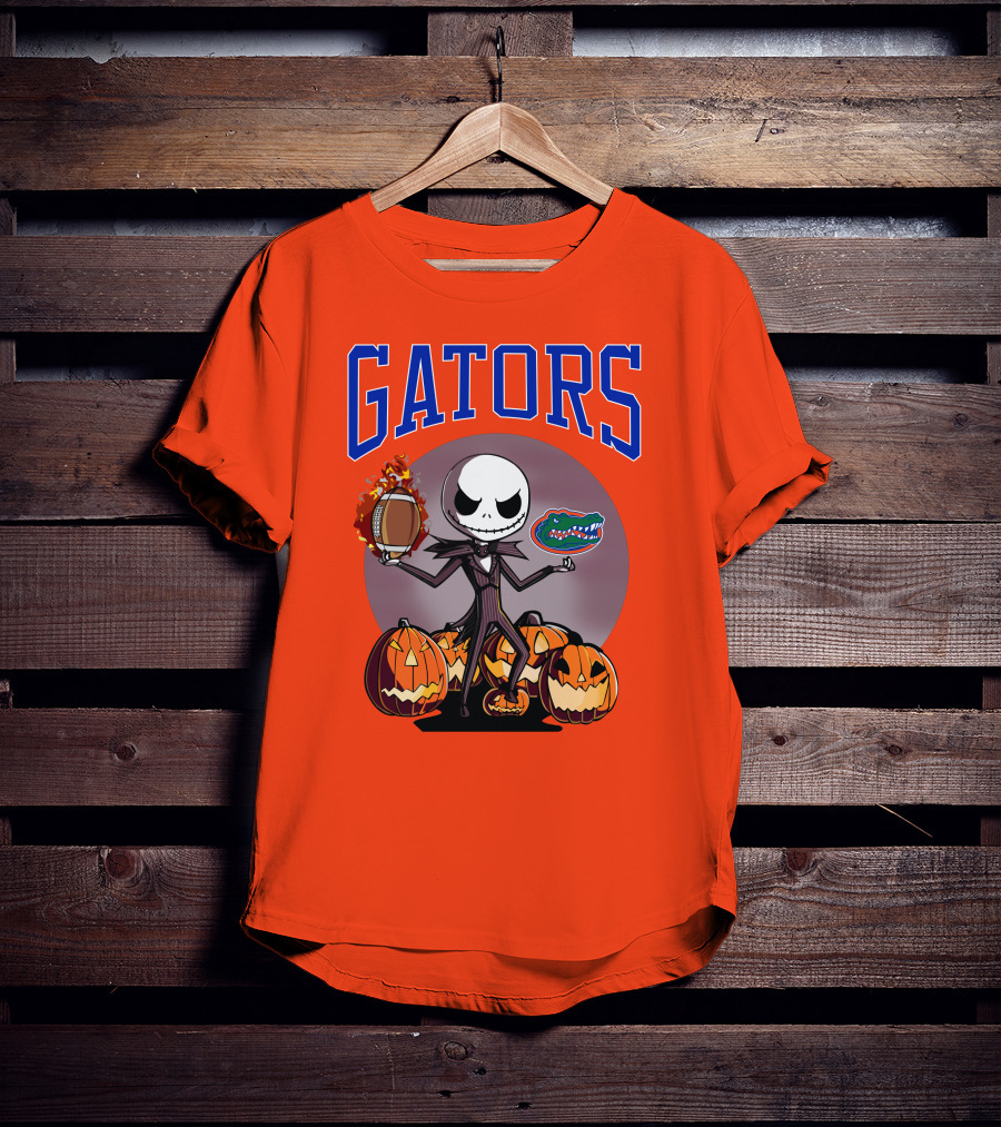 Gators Jack Skellington Florida Halloween Football Pumpkins T-Shirt