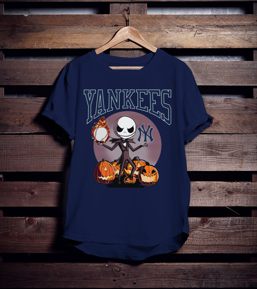 Yankees Jack Skellington Halloween Baseball Pumpkins T-Shirt
