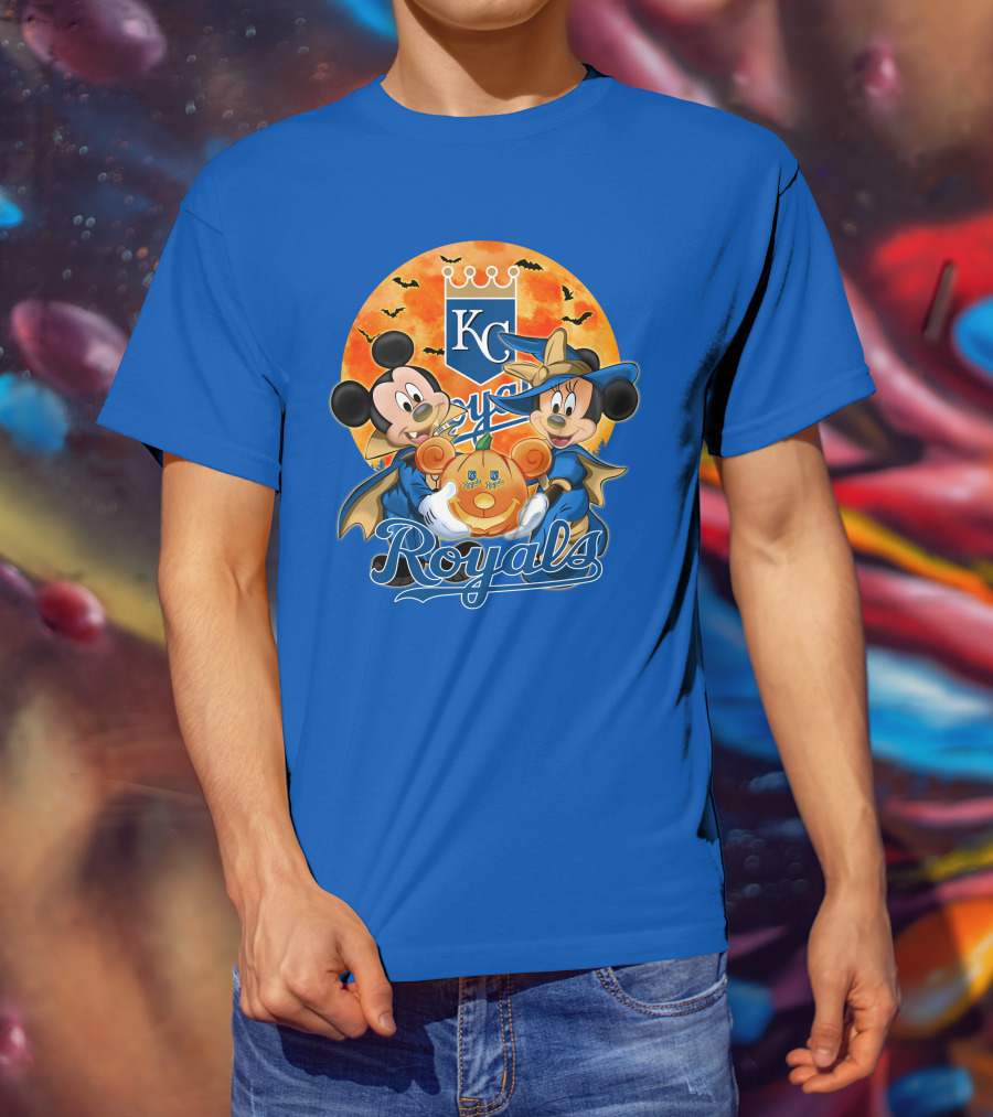 Kansas City Royals Mickey Mouse And Minnie Mouse Halloween Pumpkin Magic T-Shirt