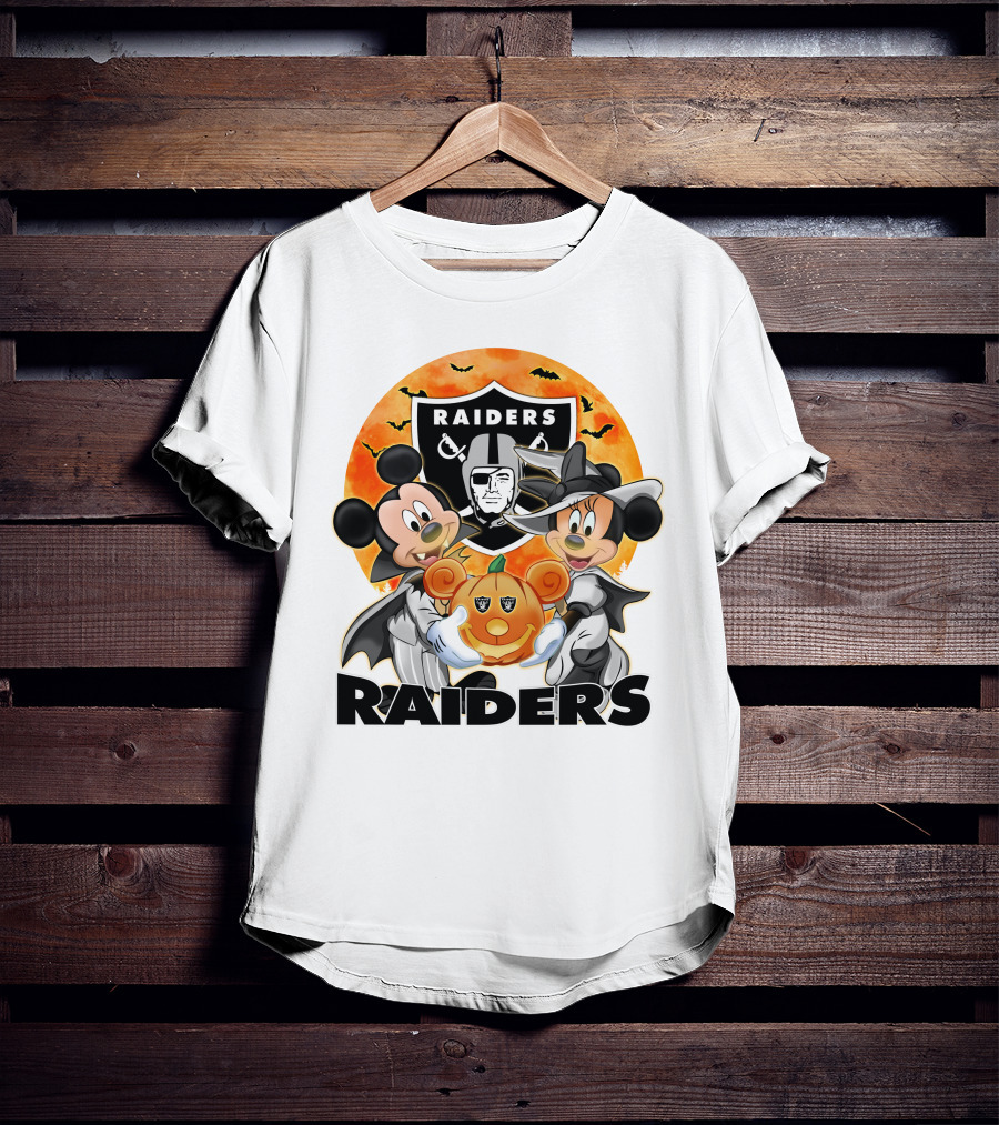 Las Vegas Raiders Mickey Mouse Minnie Mouse Halloween Pumpkin T-Shirt