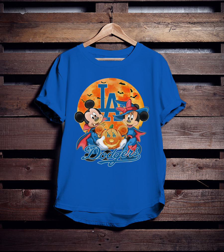 LA Dodgers Mickey Mouse Minnie Mouse Halloween Pumpkin Magic T-Shirt