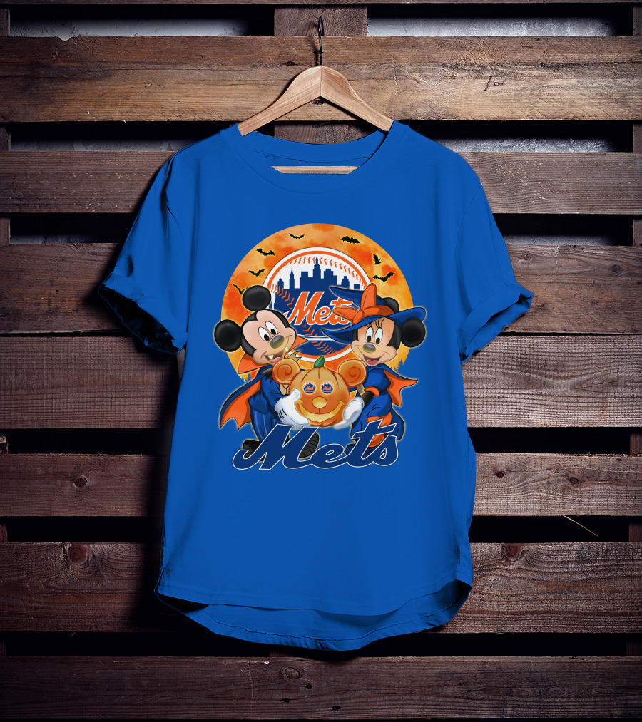 Mickey Minnie Mets Halloween Pumpkin Baseball Bats T-Shirt