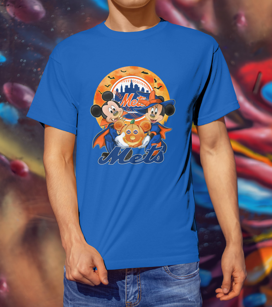 Mickey Minnie Mets Halloween Pumpkin Baseball Bats T-Shirt
