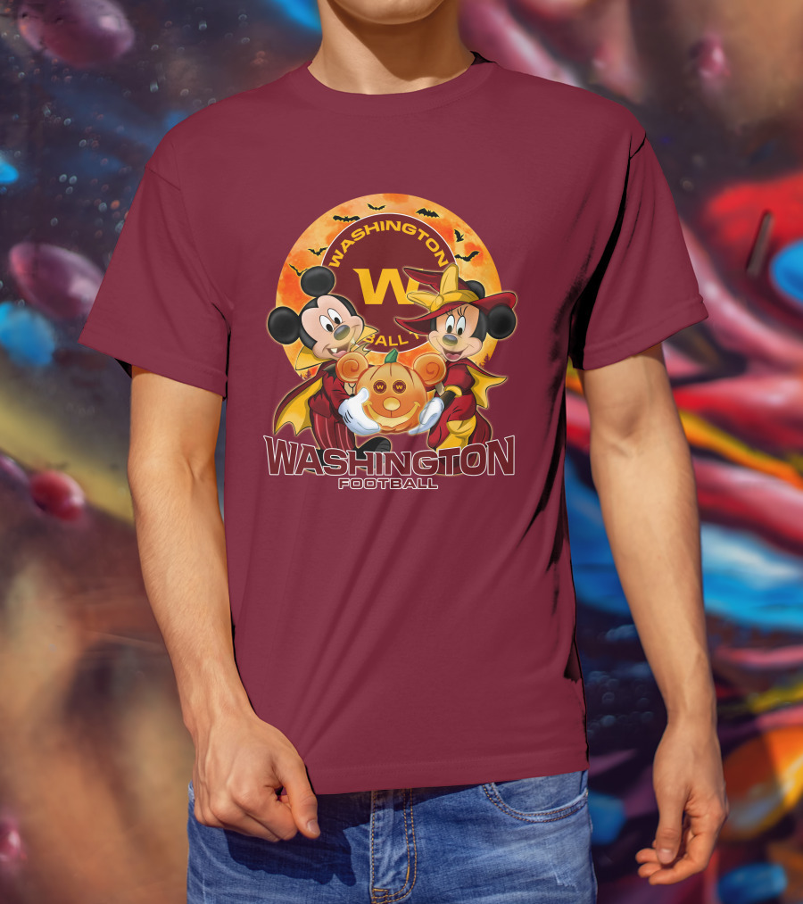 Washington Football Mickey Mouse Minnie Mouse Halloween T-Shirt