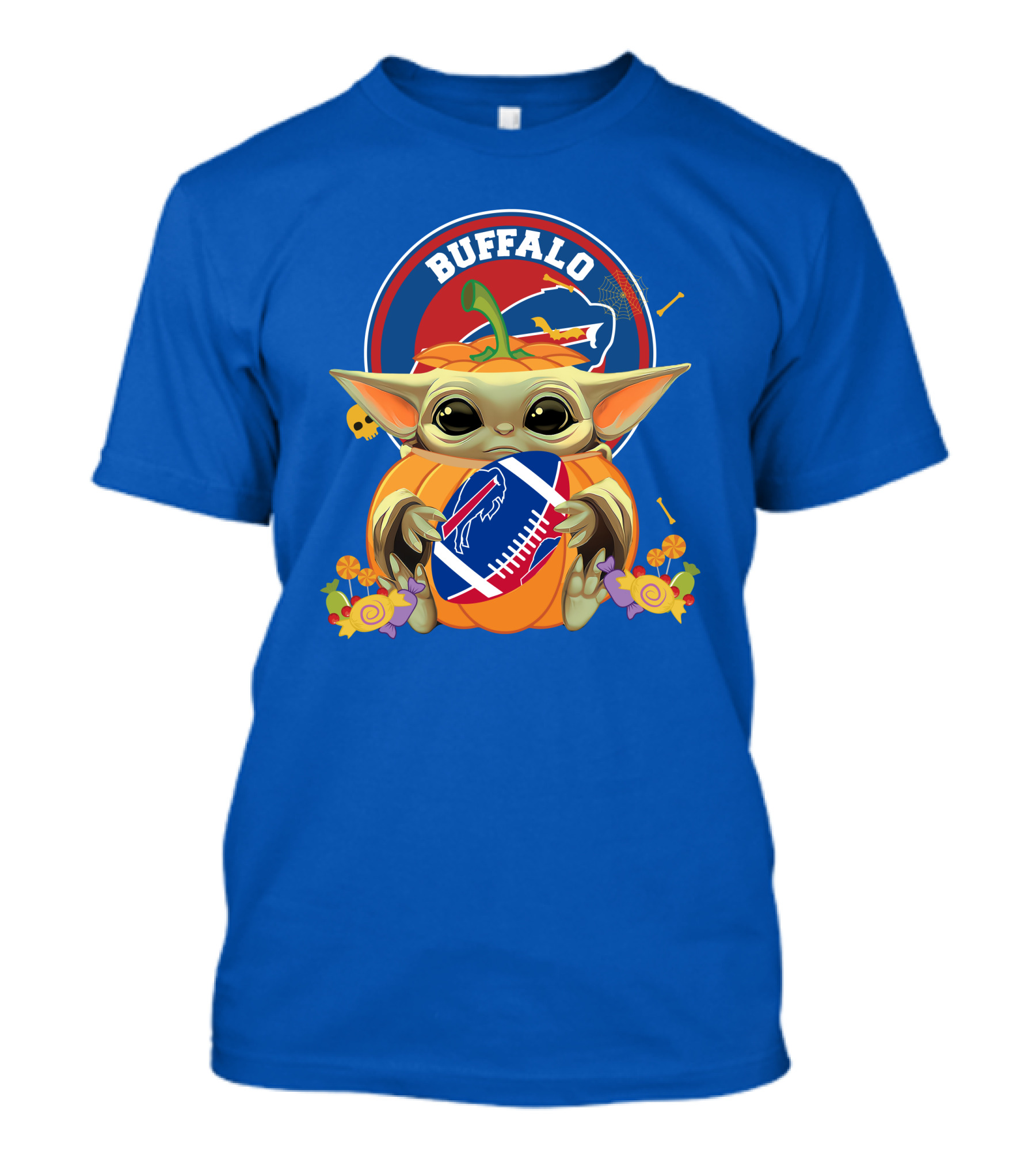 Halloween Pumpkin Baby Yoda Buffalo Bills Football Team Spirit T-Shirt