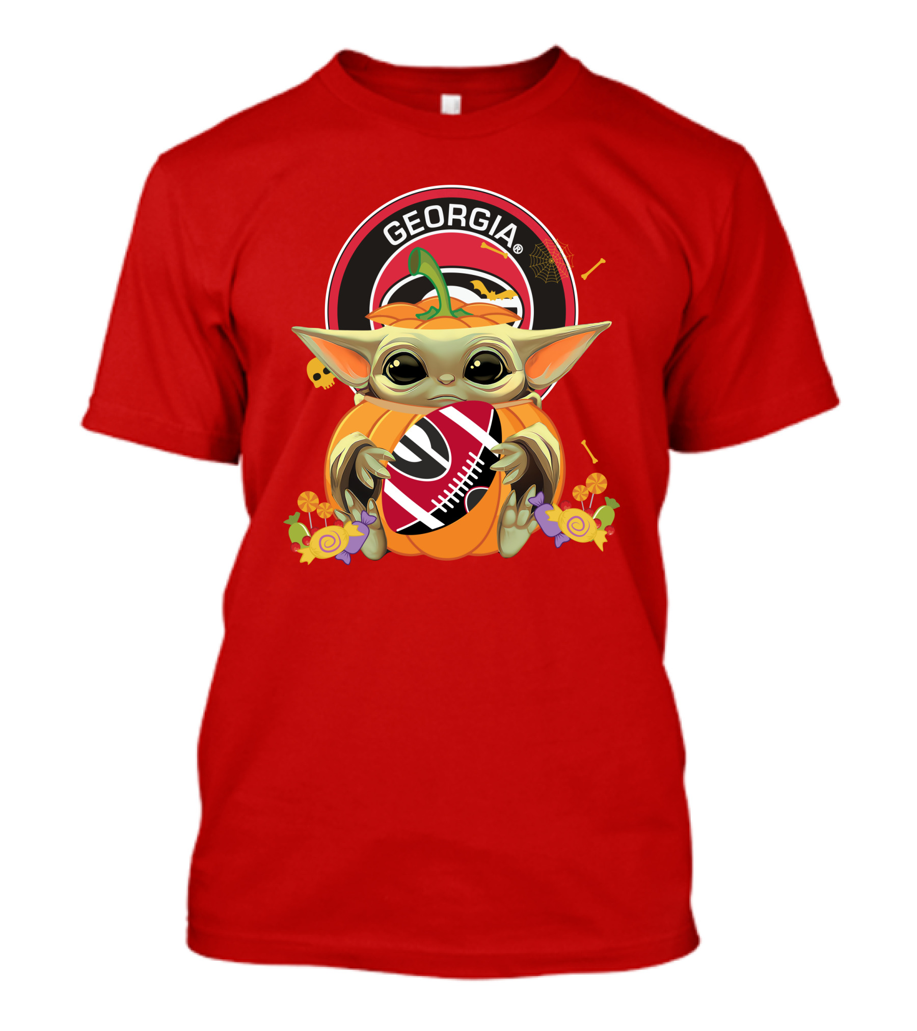 Halloween Pumpkin Baby Yoda Georgia Bulldogs Hug T-Shirt