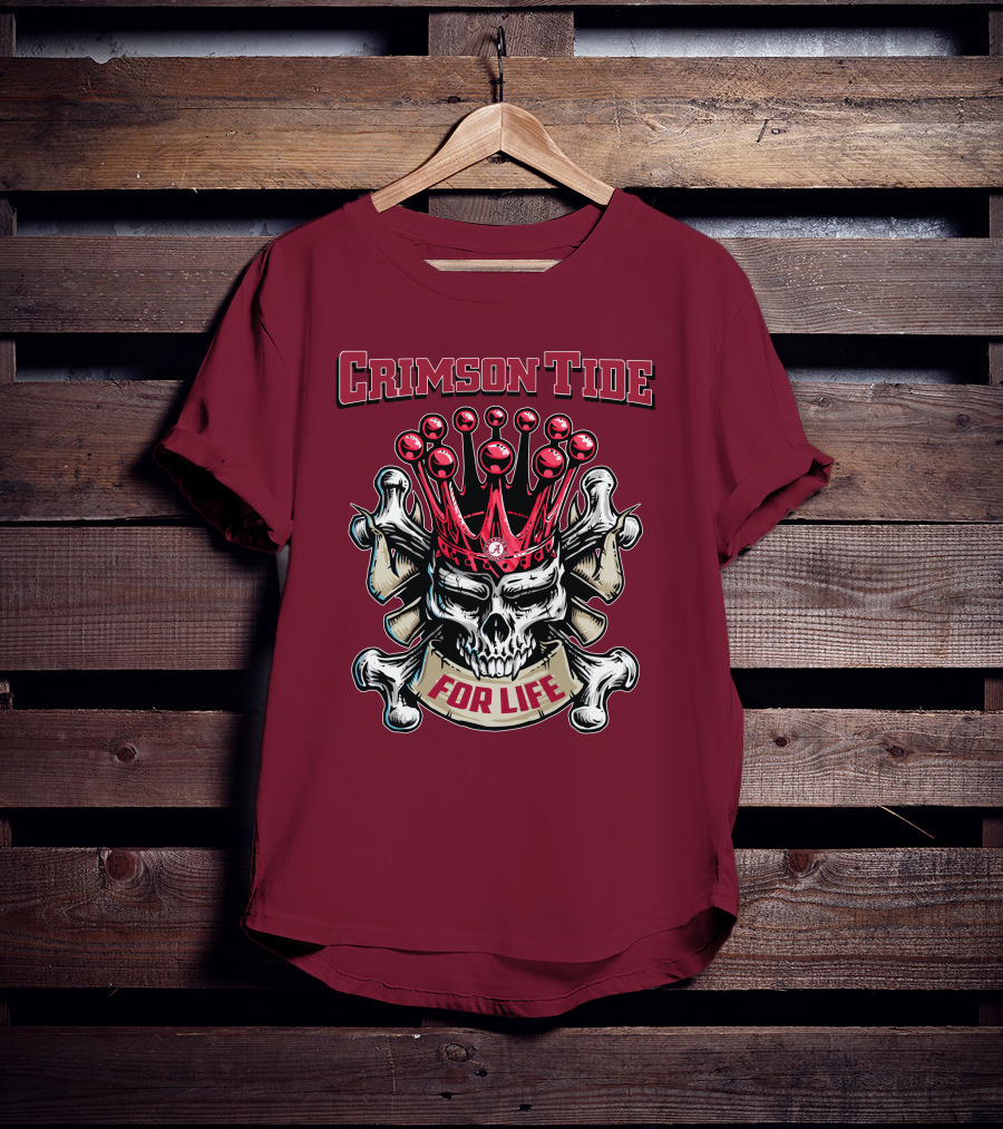 Crimson Tide Skull King For Life T-Shirt