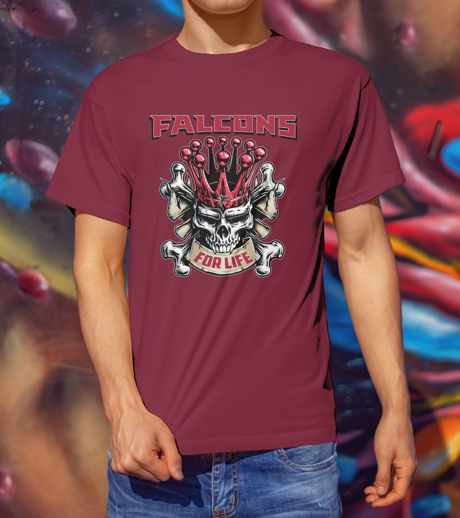 Falcons Skull King Crowned With Bones For Life T-Shirt