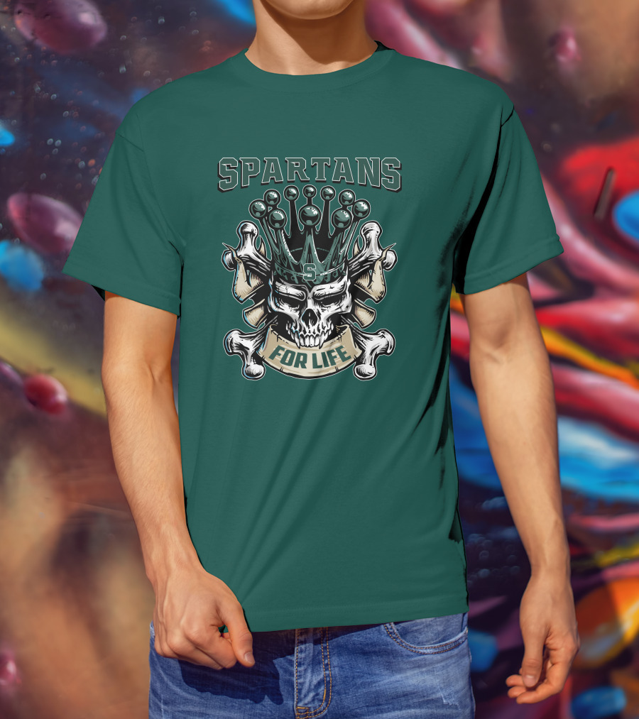 Spartans Skull King Michigan State For Life T-Shirt