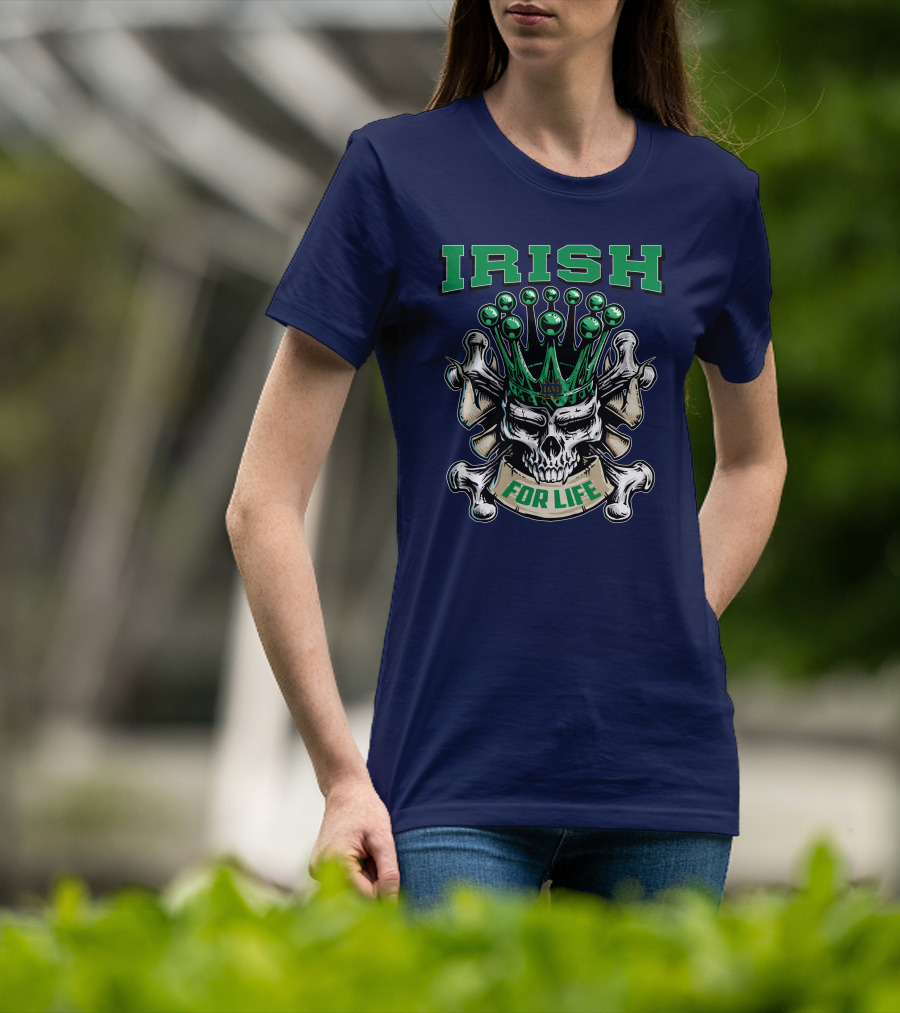Irish Skull King Notre Dame For Life T-Shirt