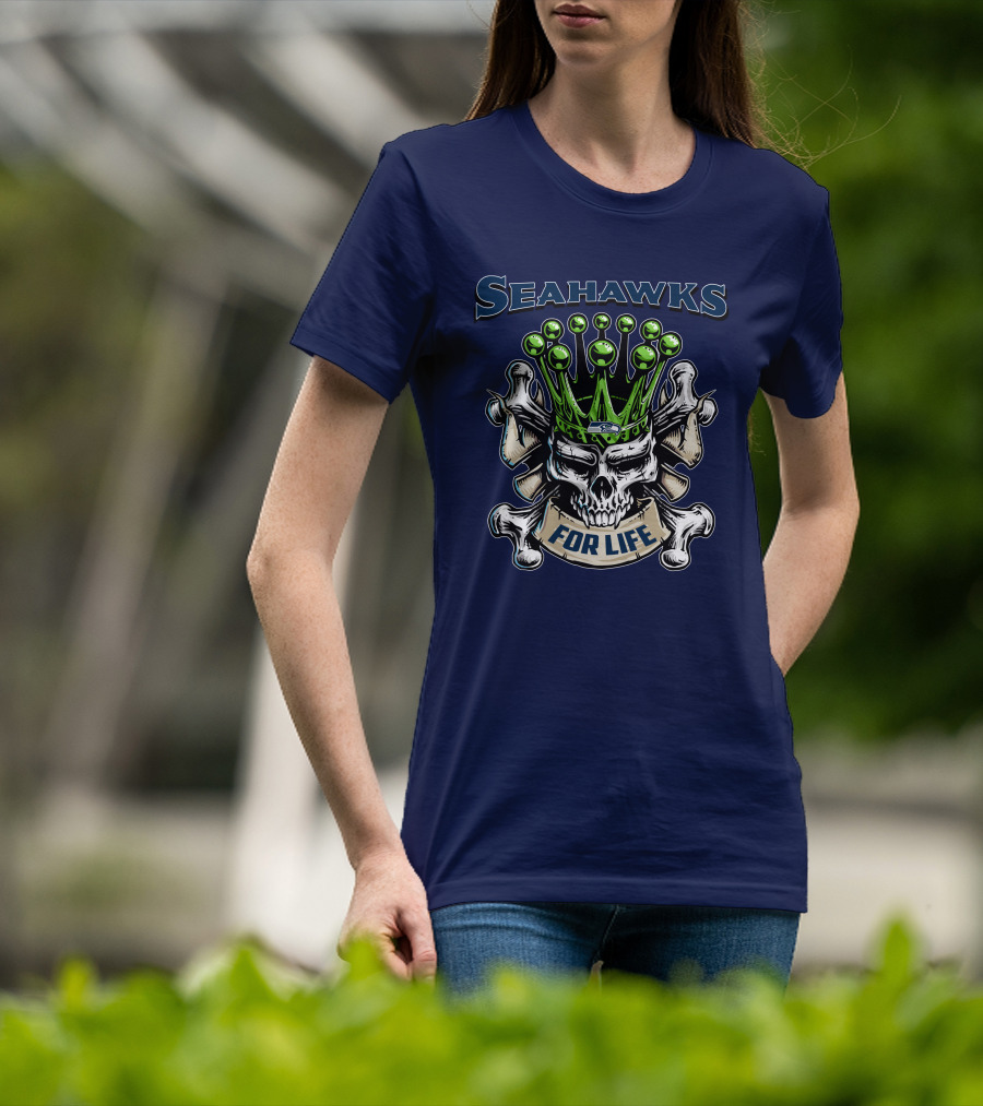 Skull King Seahawks For Life T-Shirt