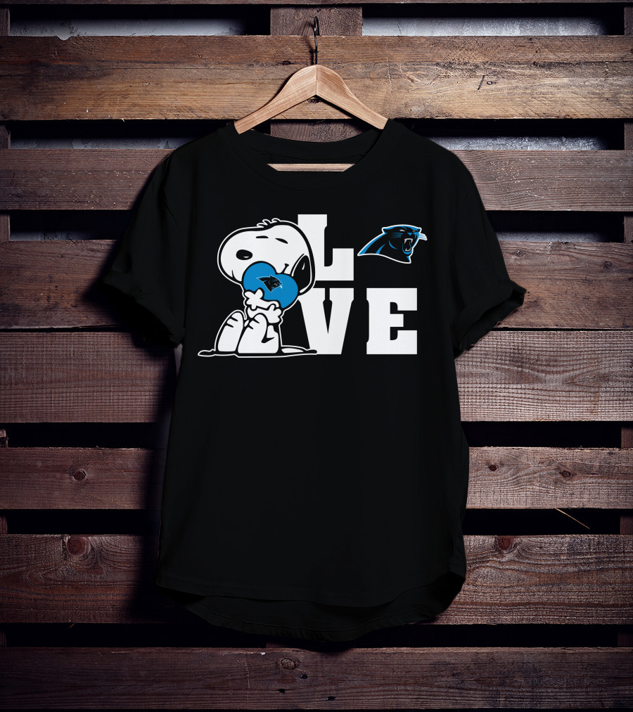Snoopy Love Carolina Panthers Heart T-Shirt