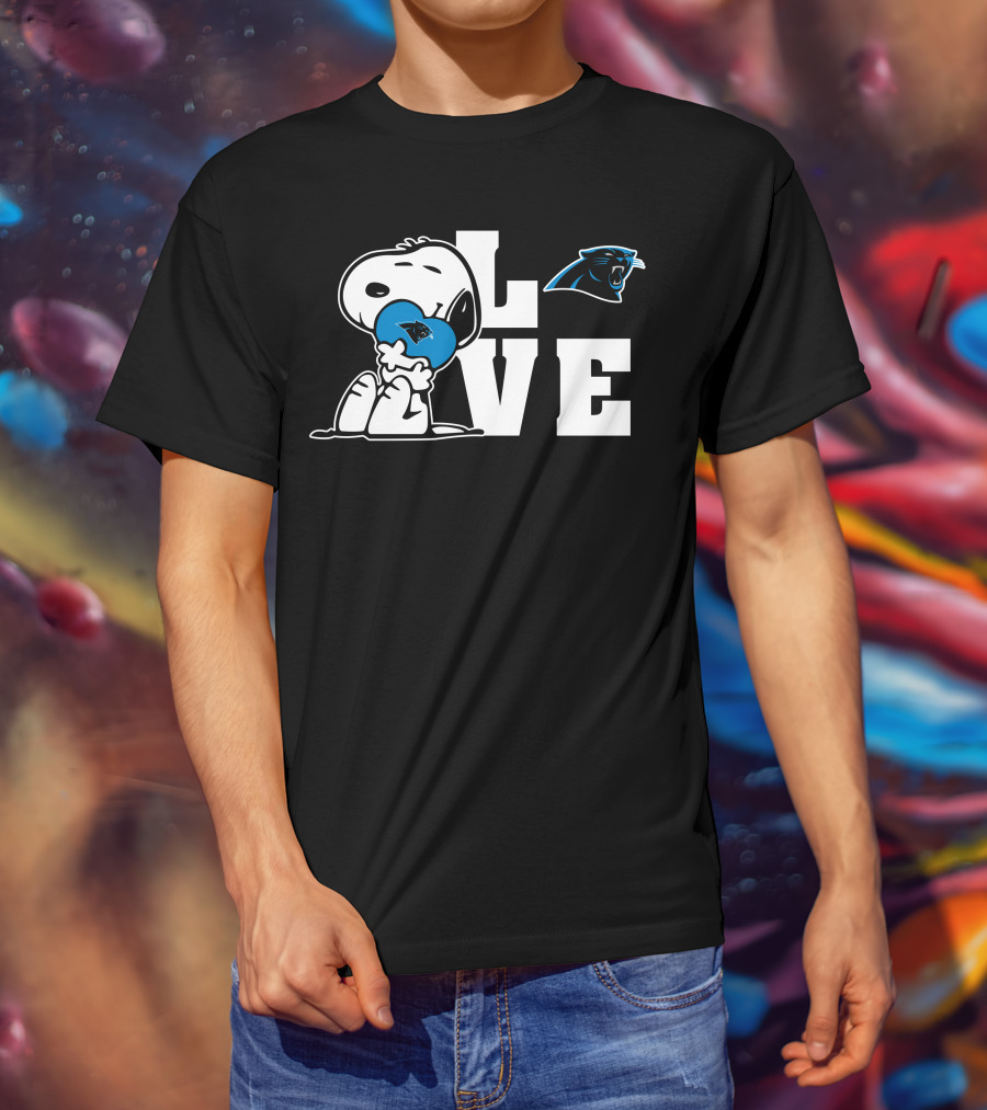 Snoopy Love Carolina Panthers Heart T-Shirt