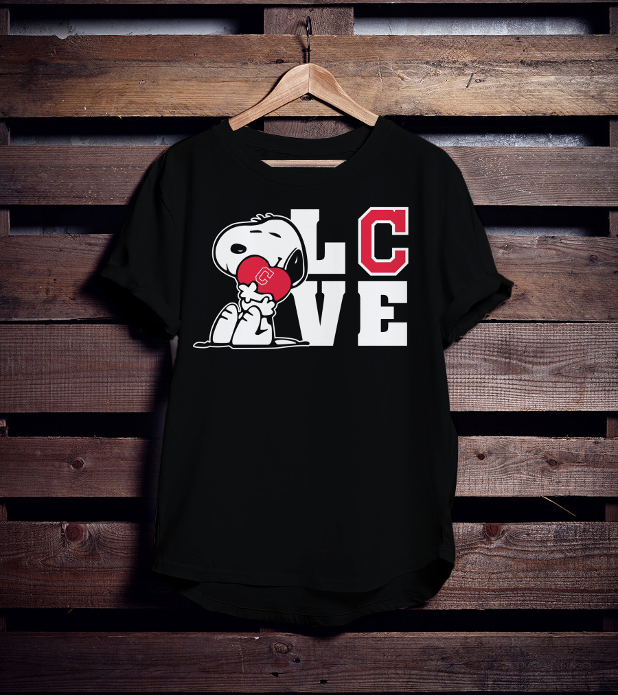 Snoopy Love Cleveland Indians Peanuts Baseball Heart T-Shirt