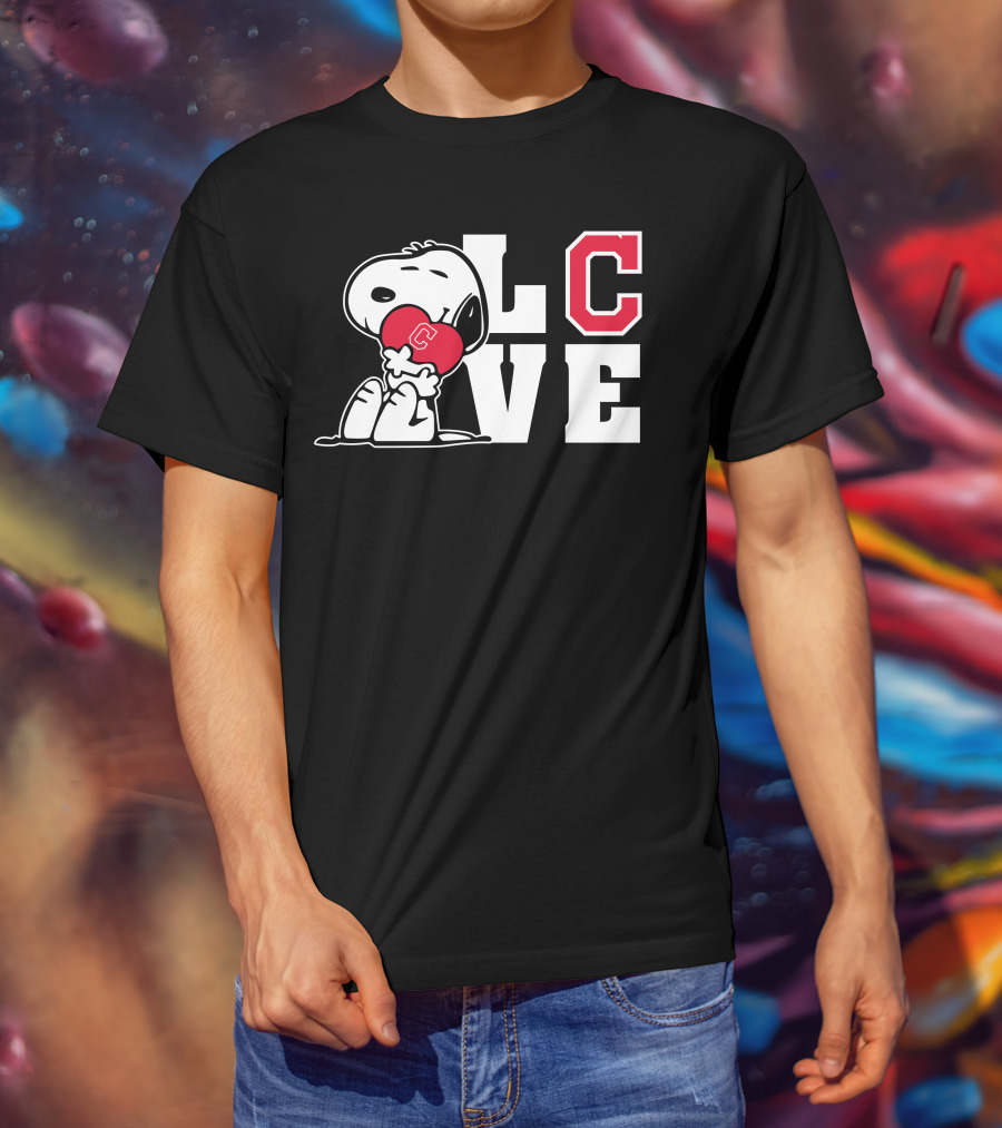 Snoopy Love Cleveland Indians Peanuts Baseball Heart T-Shirt