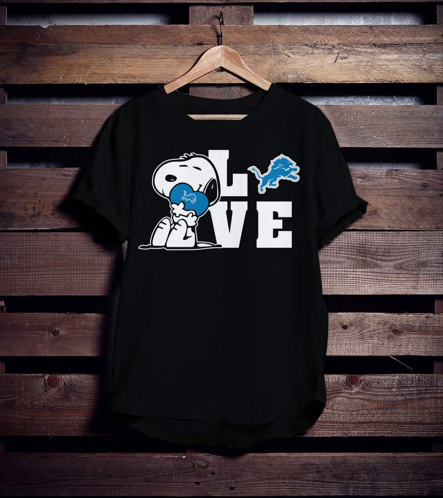 Snoopy Love Lions Football Detroit T-Shirt