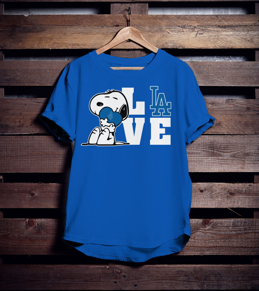 Snoopy Love La Dodgers Peanuts Mlb Collaboration T-Shirt