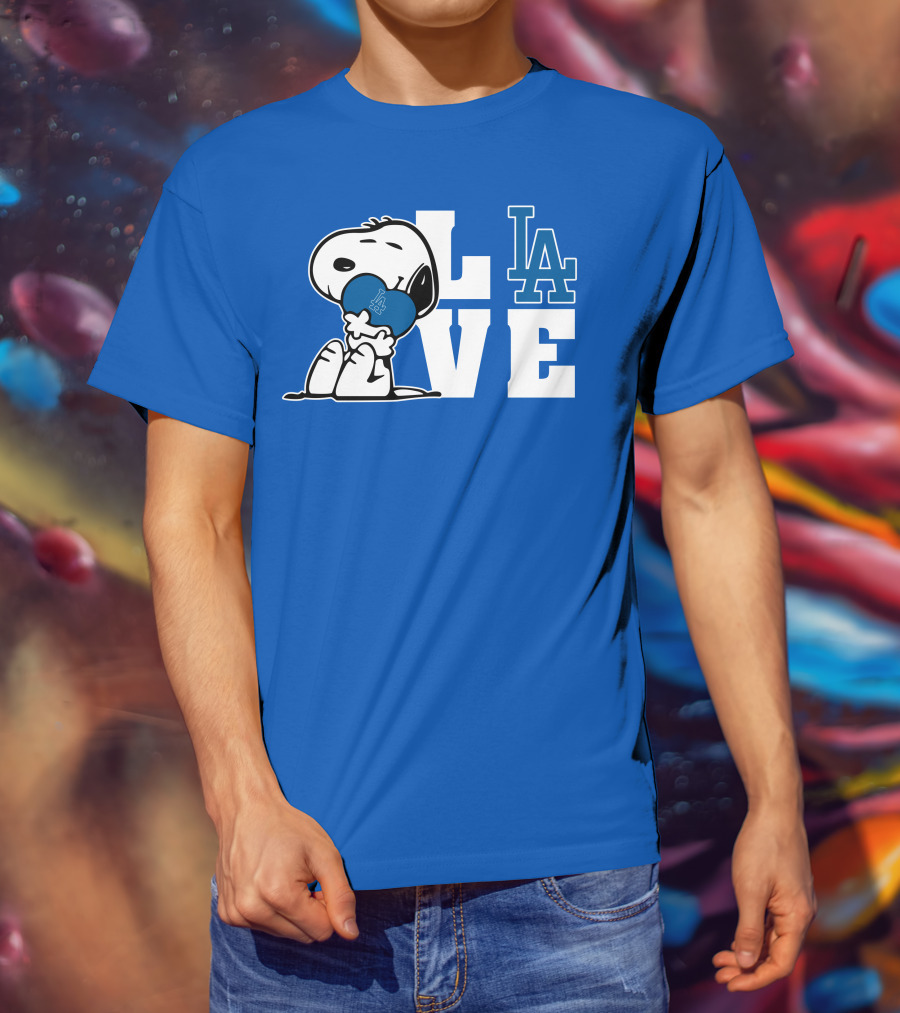 Snoopy Love La Dodgers Peanuts Mlb Collaboration T-Shirt