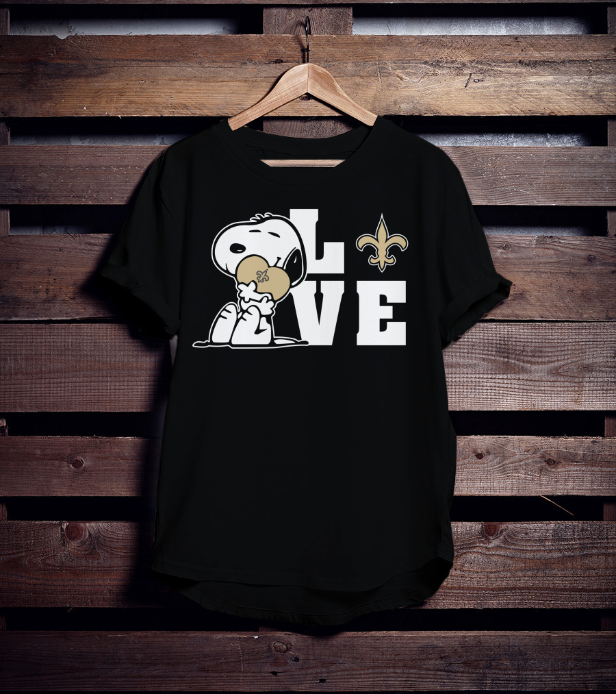 Snoopy Love New Orleans Saints Fleur-De-Lis Heart T-Shirt