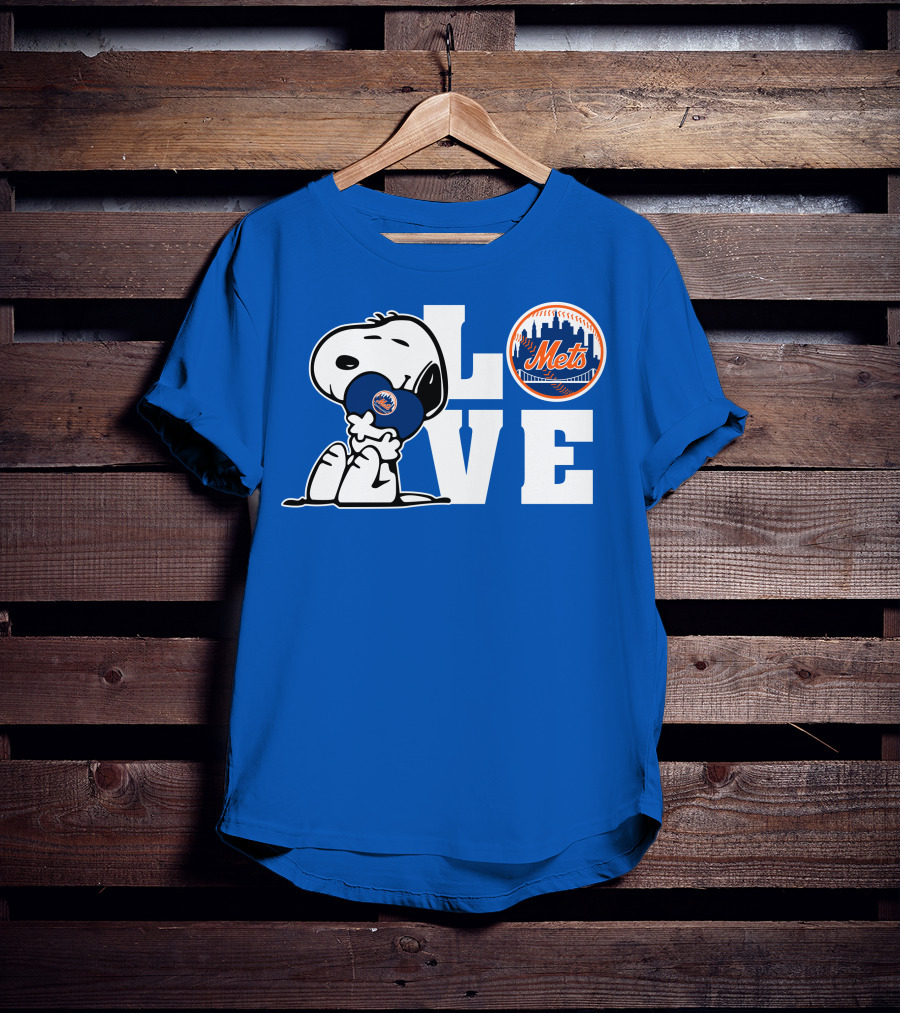 Snoopy Love Mets Baseball New York Peanuts Fan Gear T-Shirt