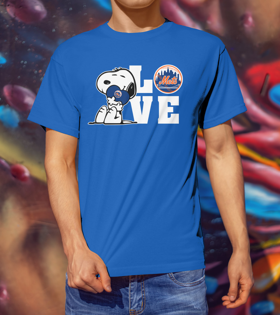 Snoopy Love Mets Baseball New York Peanuts Fan Gear T-Shirt