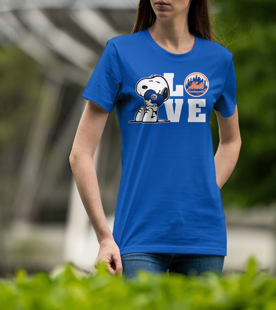 Snoopy Love Mets Baseball New York Peanuts Fan Gear T-Shirt