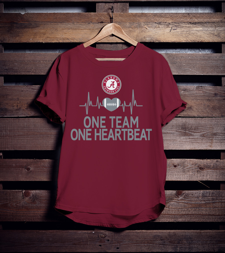 Alabama Crimson Tide One Team One Heartbeat Football Heartbeat T-Shirt