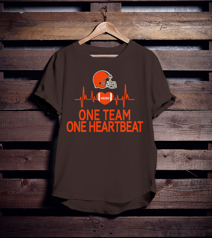 Cleveland Browns Football Helmet One Team One Heartbeat T-Shirt