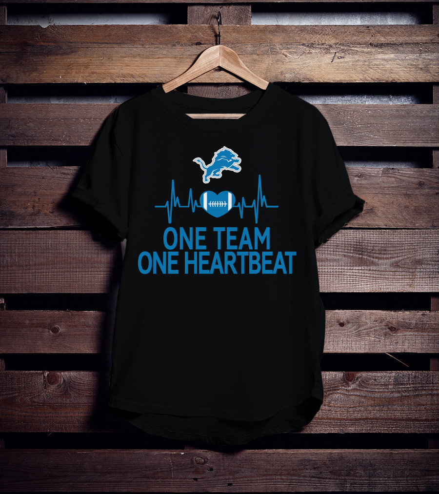 Detroit Lions One Team One Heartbeat Football Heartbeat T-Shirt