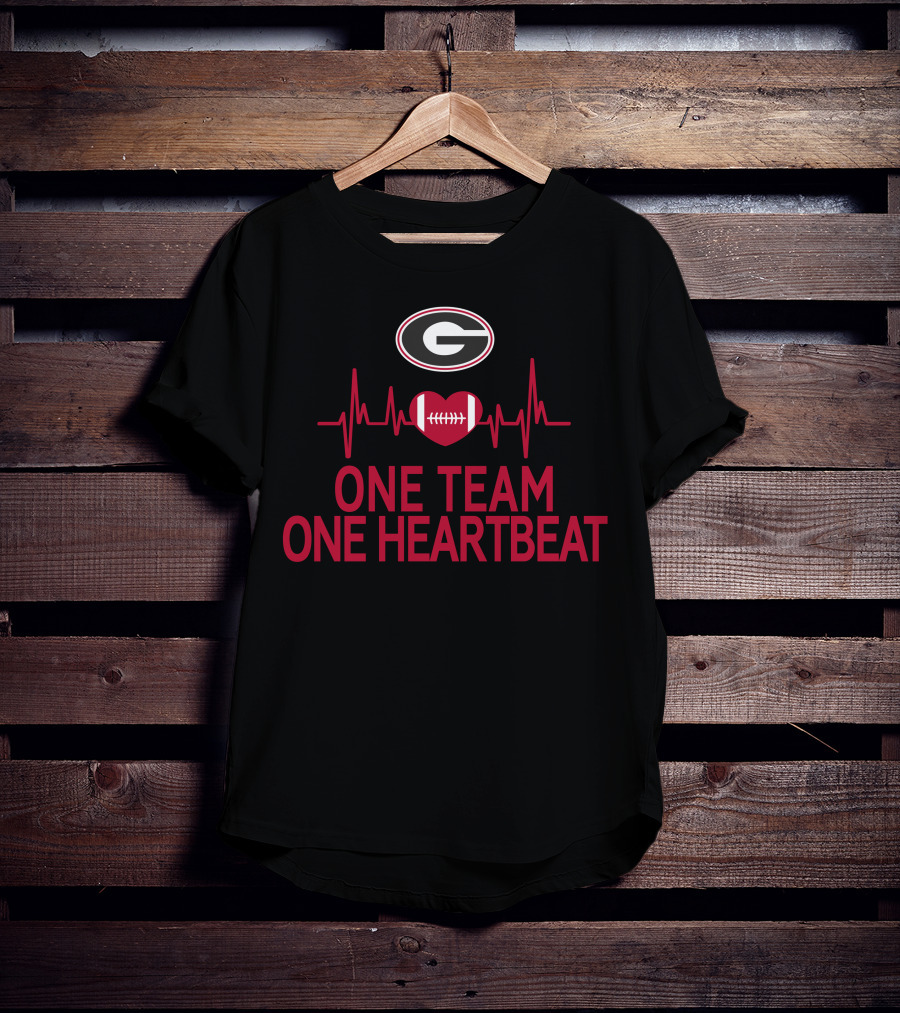Georgia Bulldogs One Team One Heartbeat Football Heartbeat T-Shirt