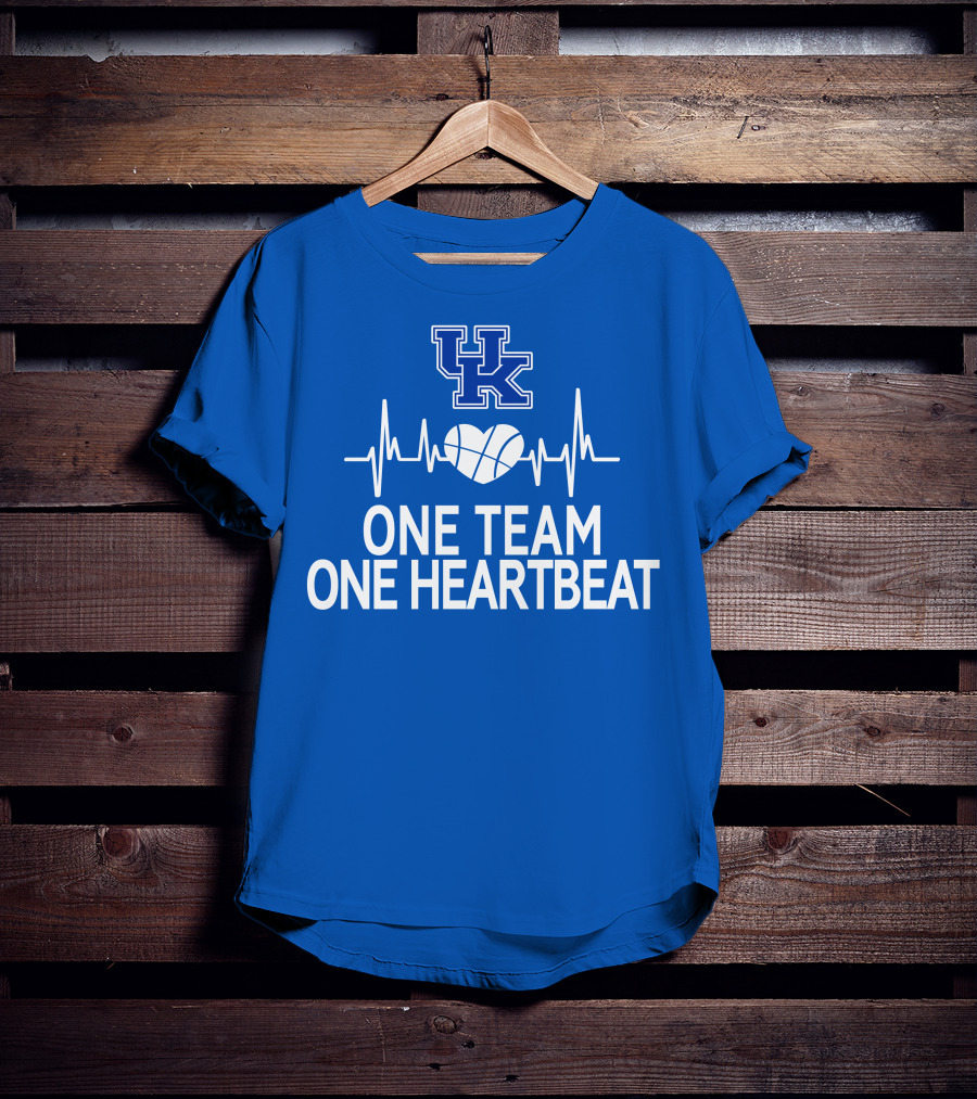 Kentucky Wildcats UK Logo One Team One Heartbeat Basketball Heartbeat T-Shirt