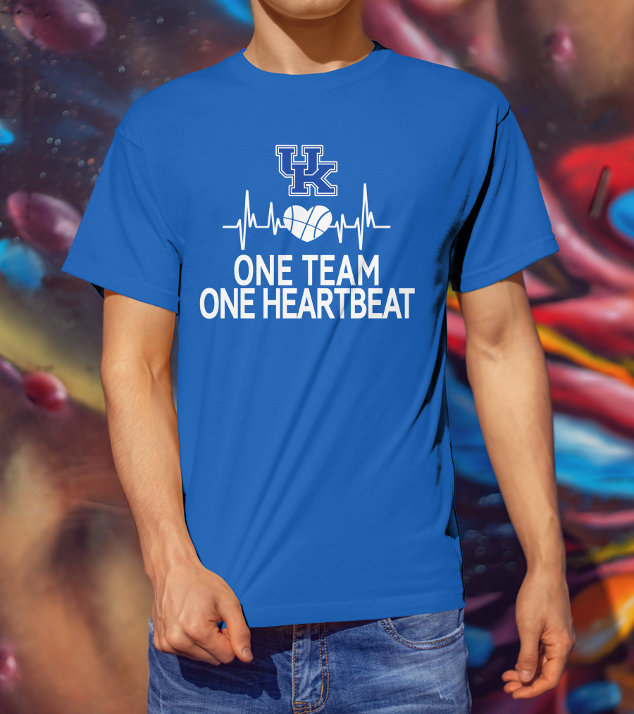 Kentucky Wildcats UK Logo One Team One Heartbeat Basketball Heartbeat T-Shirt