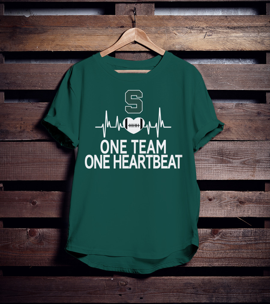 Michigan State Spartans S Logo Football Heartbeat One Team One Heartbeat T-Shirt