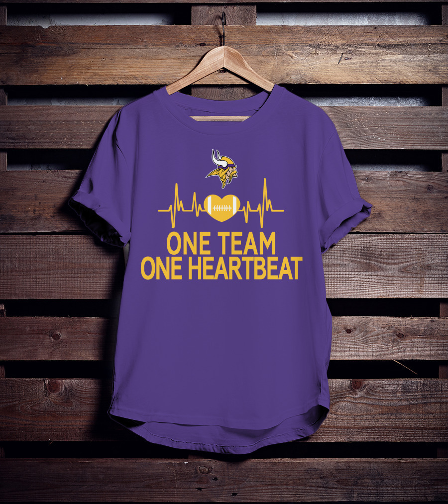 Minnesota Vikings One Team One Heartbeat Football Heartbeat T-Shirt