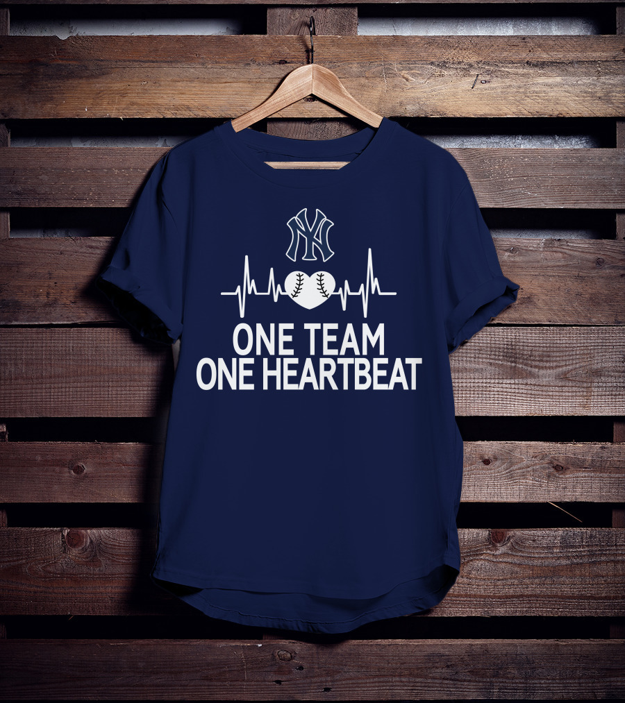 New York Yankees One Team One Heartbeat Baseball Heartbeat T-Shirt