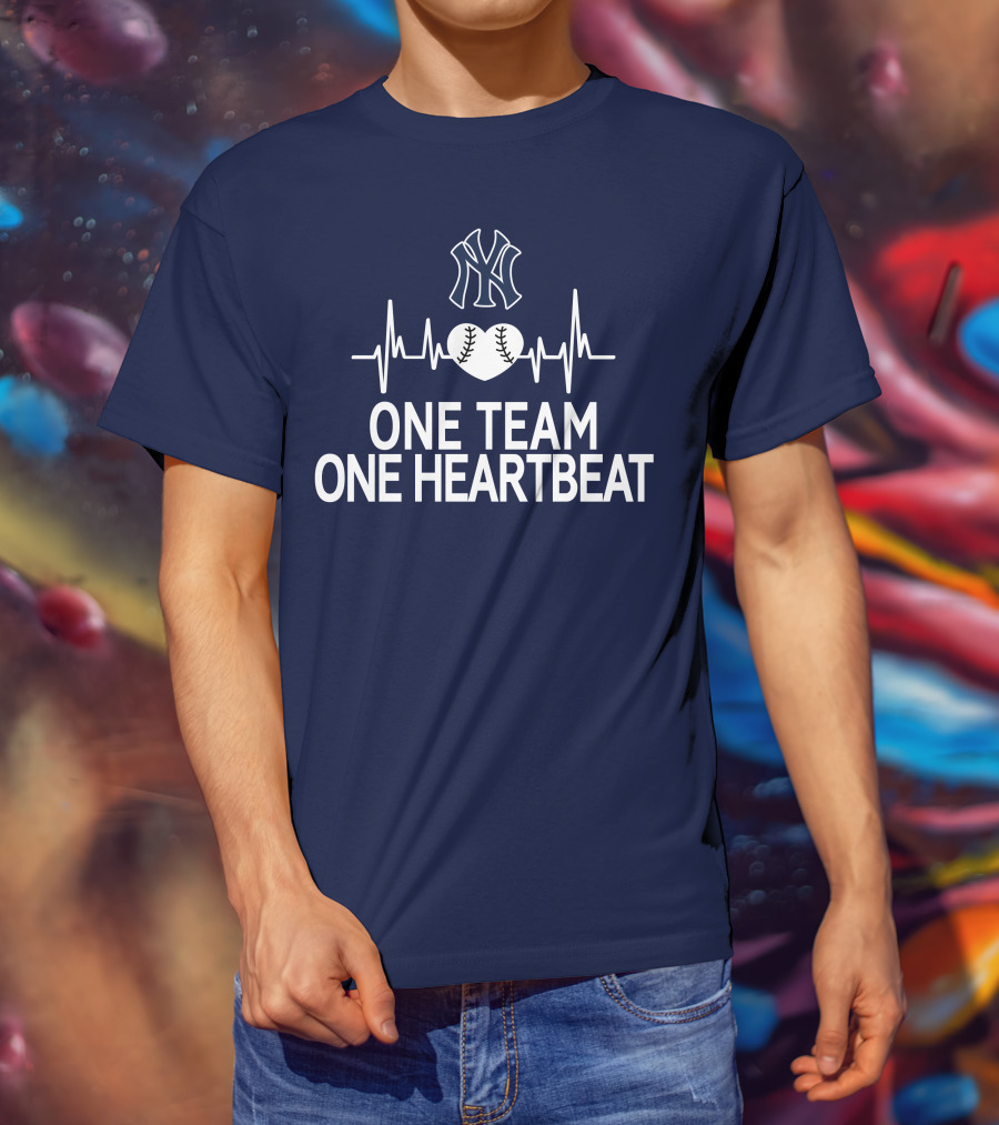 New York Yankees One Team One Heartbeat Baseball Heartbeat T-Shirt