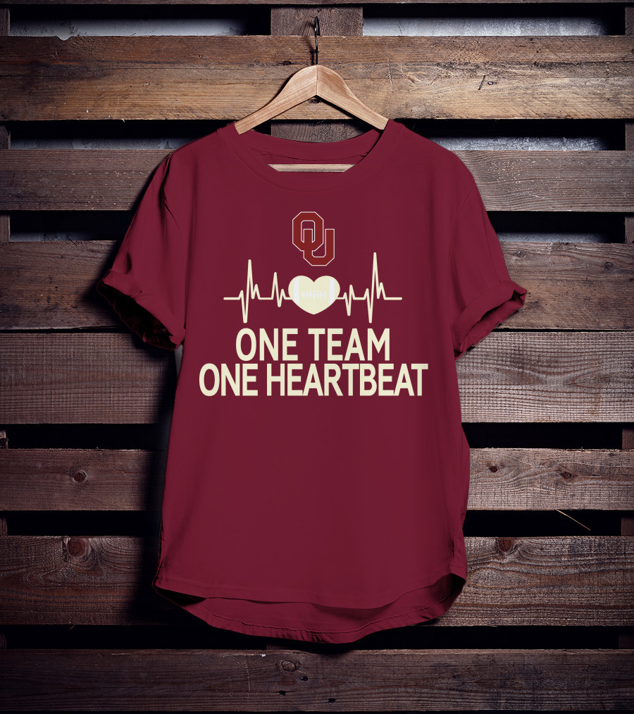 Oklahoma Sooners Football Heartbeat One Team One Heartbeat T-Shirt