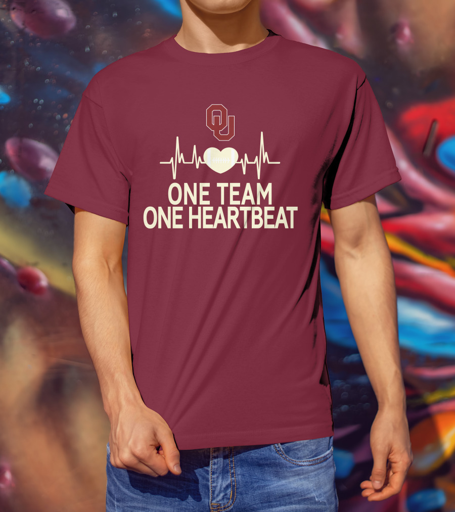 Oklahoma Sooners Football Heartbeat One Team One Heartbeat T-Shirt