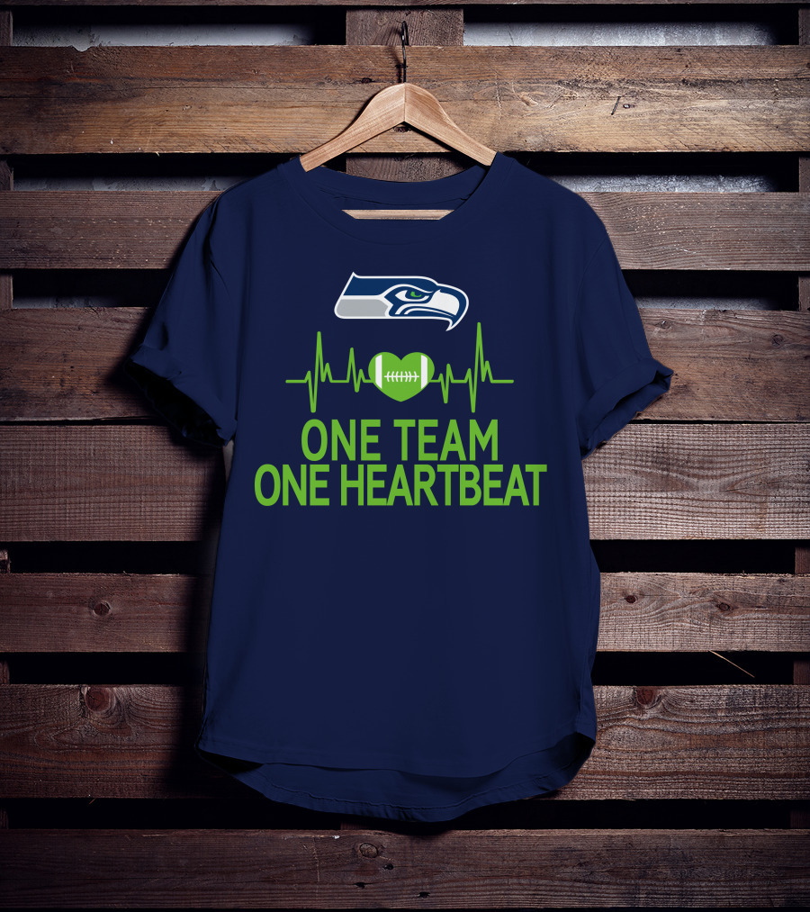Seattle Seahawks Logo One Team One Heartbeat Football Heartbeat T-Shirt