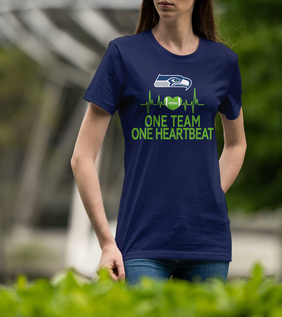Seattle Seahawks Logo One Team One Heartbeat Football Heartbeat T-Shirt