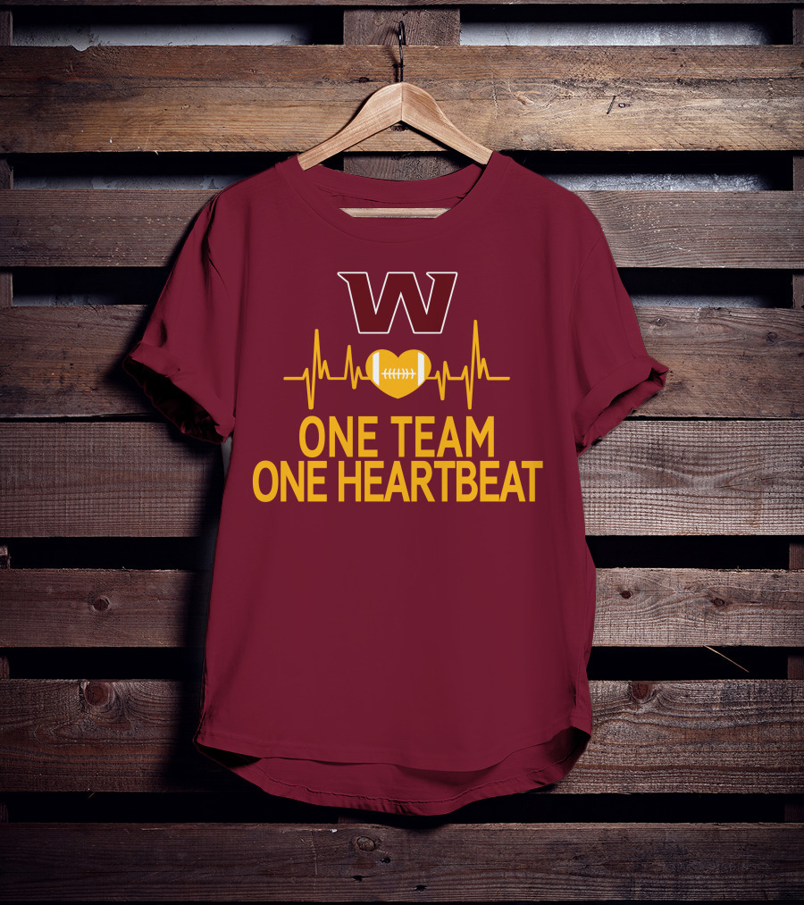 Washington Football Team W One Team One Heartbeat Football Heartbeat T-Shirt