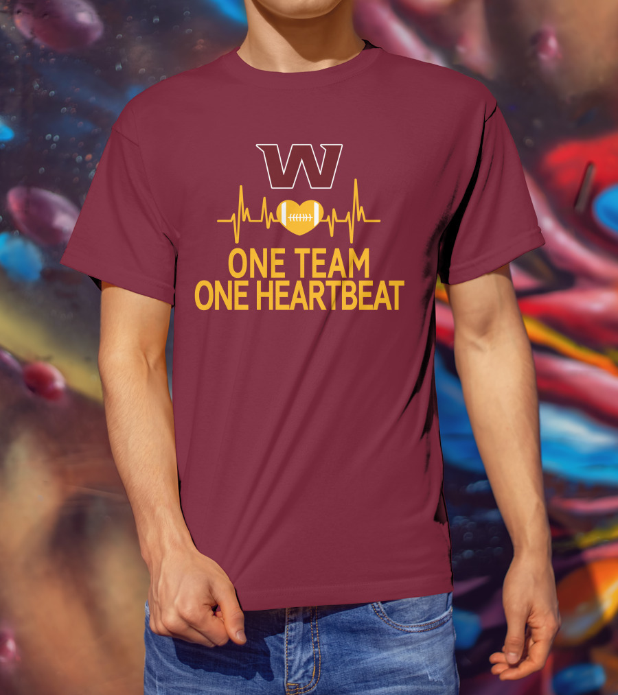 Washington Football Team W One Team One Heartbeat Football Heartbeat T-Shirt