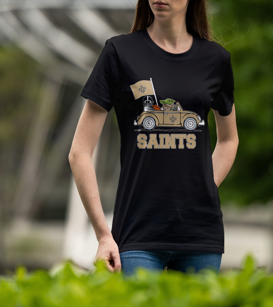 New Orleans Saints Darth Vader Baby Yoda Car Star Wars Driving T-Shirt