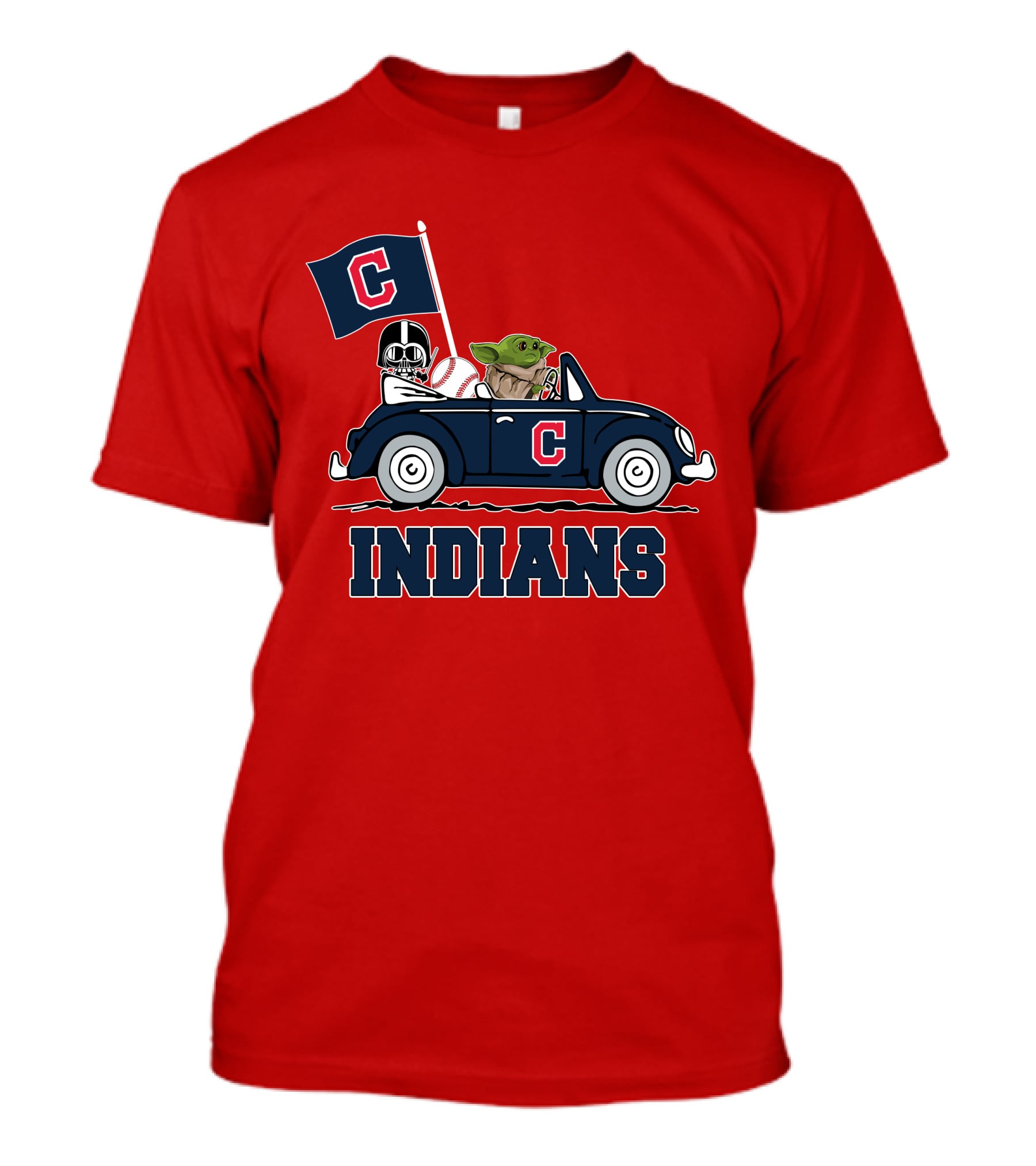 Cleveland Indians Baby Yoda Darth Vader Car Star Wars T-Shirt