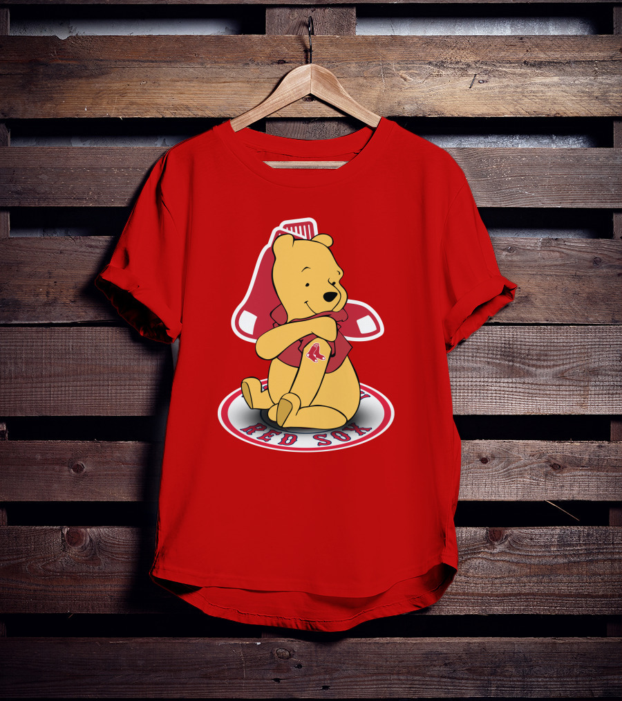 Boston Red Sox Winnie The Pooh Hugging Baseball T-Shirt